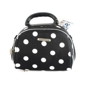 Luca Vergan Samll Hardside Makeup Travel Bag Black with White Polka Dots